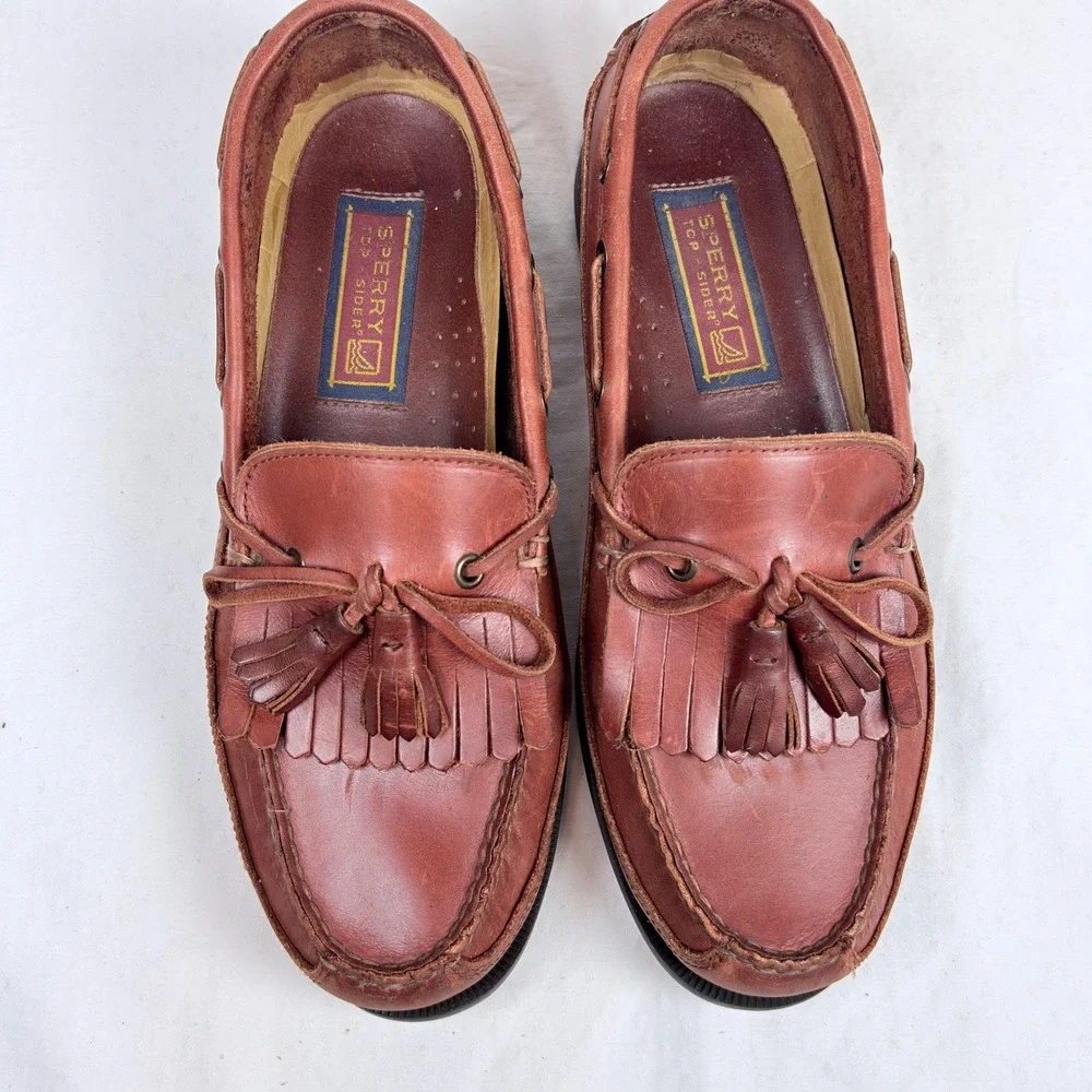 Sperry Top-Sider Men Brown Leather Kiltie Tassel Loafers Boat Shoes 11 M Preppy
